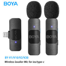 BOYA – Microphone Lavalier sans fil, pour iPhone, iPad, Android, Xiaomi, Huawei, enregistrement Audio et vidéo en direct, nouveauté BY-V