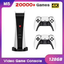 Console de jeu vidéo 4K avec 2 manettes sans fil, 128G, 20000 + jeux rétro classiques, Box TV, pour PSP, c3, FC, MD, Arcade