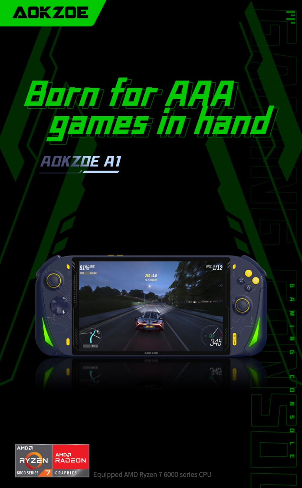 AOKZOE – Console de jeu portable A1, 8 pouces, ordinateur portable, AMD Ryzen 7 6800U, Mini PC de jeu, DDR5, 32 go, 2 to de SSD, wi-fi 6, écran tactile