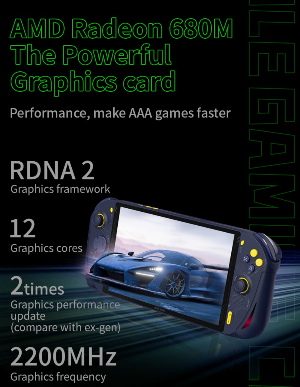 AOKZOE – Console de jeu portable A1, 8 pouces, ordinateur portable, AMD Ryzen 7 6800U, Mini PC de jeu, DDR5, 32 go, 2 to de SSD, wi-fi 6, écran tactile