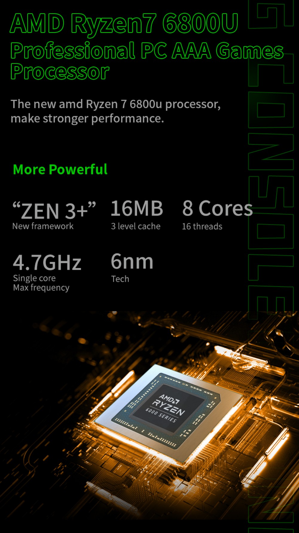 AOKZOE – Console de jeu portable A1, 8 pouces, ordinateur portable, AMD Ryzen 7 6800U, Mini PC de jeu, DDR5, 32 go, 2 to de SSD, wi-fi 6, écran tactile