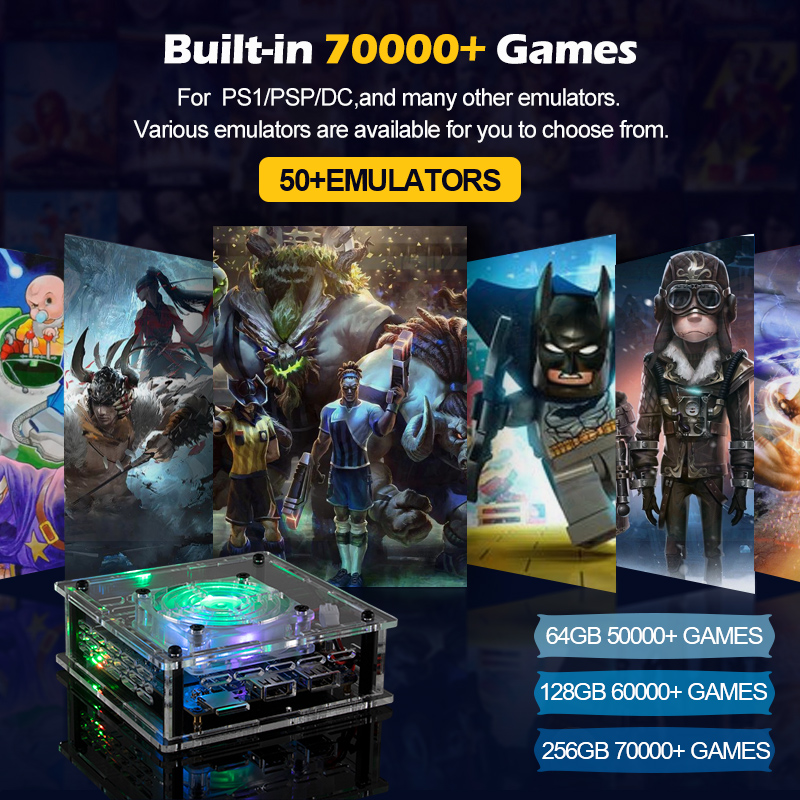 TSINGO – Console de jeux vidéo Super X Pro Max TV 4K HD, double système S905X CPU 70000 + jeux 50 + émulateurs pour PSP/PS1/N64/DC TSINGO – Console de jeux vidéo Super X Pro Max TV 4K HD, double système S905X CPU 70000 + jeux 50 + émulateurs pour PSP/PS1/N64/DC