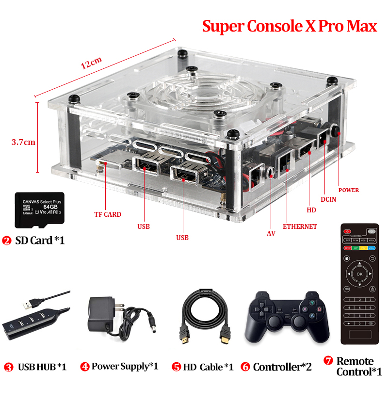 TSINGO – Console de jeux vidéo Super X Pro Max TV 4K HD, double système S905X CPU 70000 + jeux 50 + émulateurs pour PSP/PS1/N64/DC TSINGO – Console de jeux vidéo Super X Pro Max TV 4K HD, double système S905X CPU 70000 + jeux 50 + émulateurs pour PSP/PS1/N64/DC