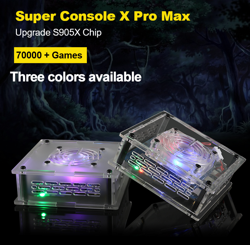 TSINGO – Console de jeux vidéo Super X Pro Max TV 4K HD, double système S905X CPU 70000 + jeux 50 + émulateurs pour PSP/PS1/N64/DC TSINGO – Console de jeux vidéo Super X Pro Max TV 4K HD, double système S905X CPU 70000 + jeux 50 + émulateurs pour PSP/PS1/N64/DC