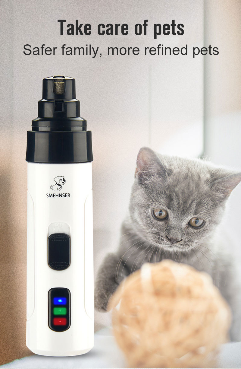 Coupe-ongles électrique pour animal de compagnie, matériel de toilettage rechargeable, avec chargeur usb, idéal pour griffes de chat et chien