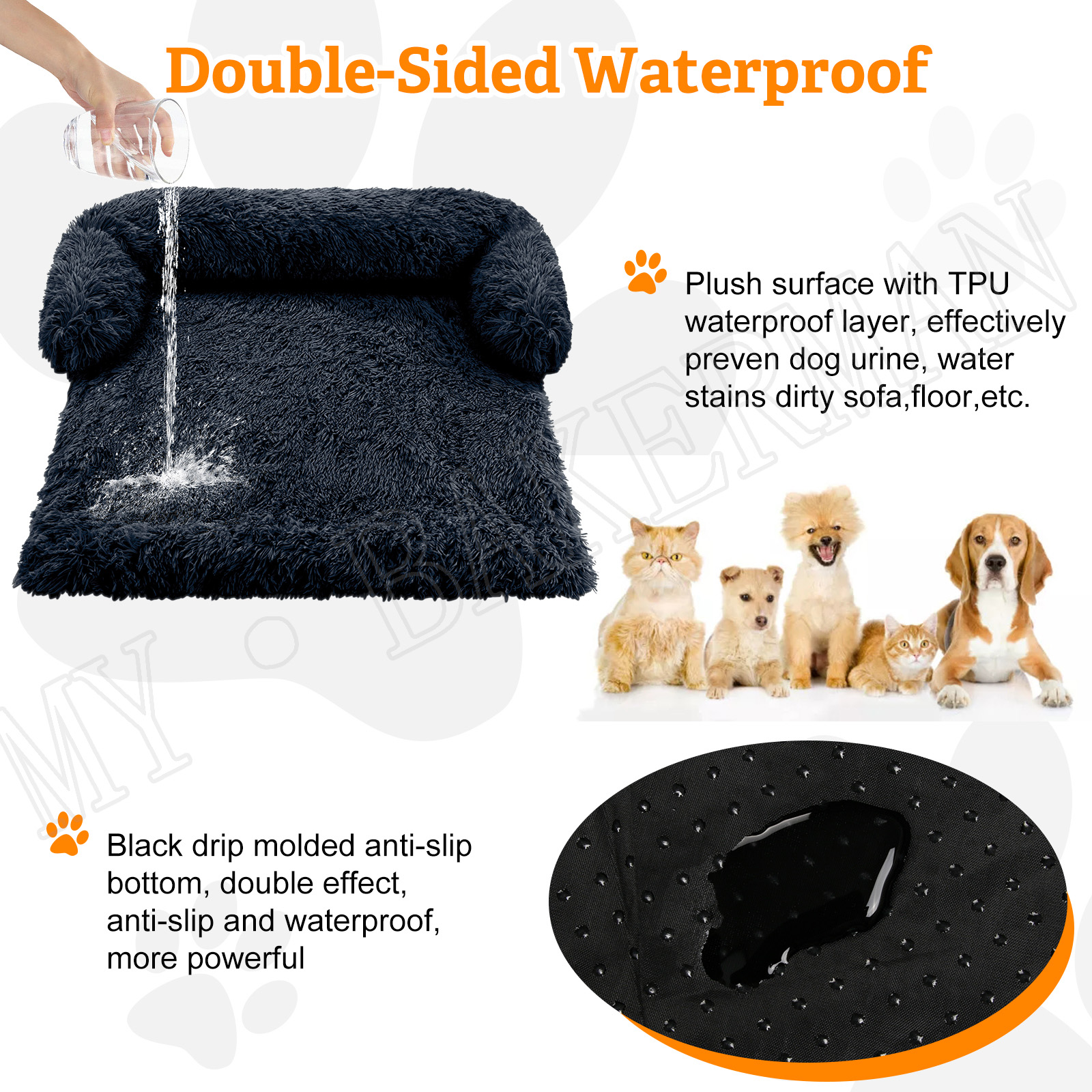 Grand canapé pour animaux de compagnie, lit pour chiens et chats, apaisant, nid chaud, lavable, doux, tapis de protection