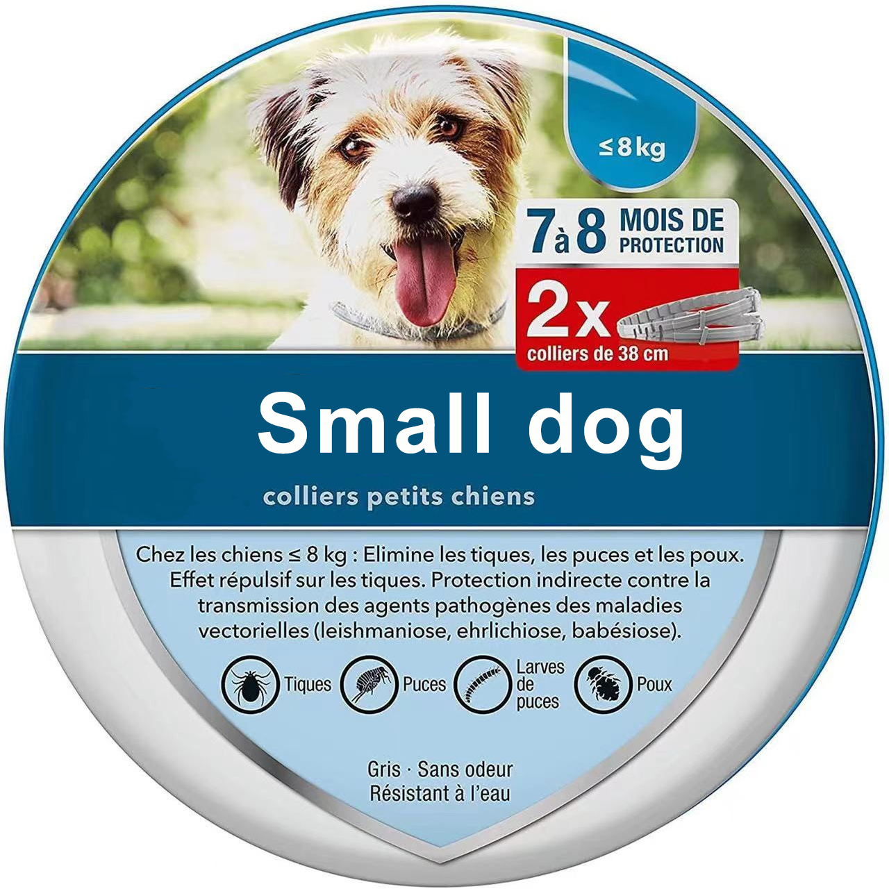 Collier anti-puces et tiques pour chiens de 8 mois, collier anti-puces et anti-tiques pour grands chiens de plus de 18 livres, collier anti-puces pour petits chiens et chats, 2 pièces