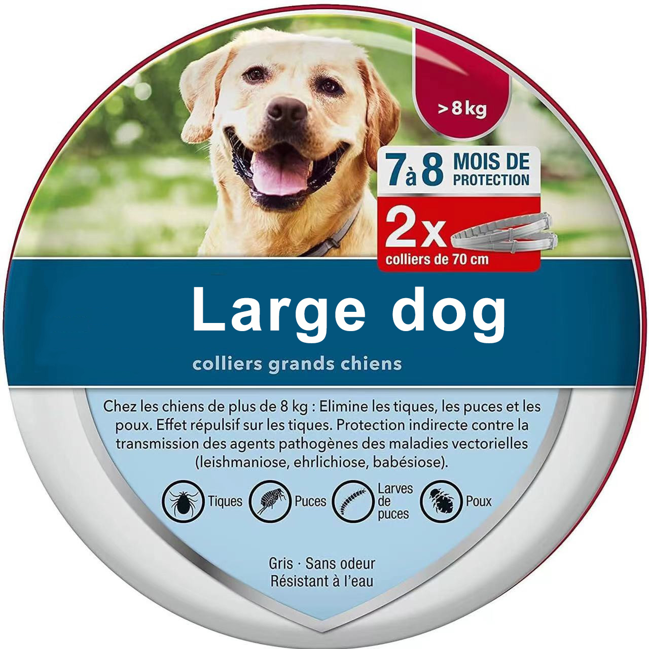 Collier anti-puces et tiques pour chiens de 8 mois, collier anti-puces et anti-tiques pour grands chiens de plus de 18 livres, collier anti-puces pour petits chiens et chats, 2 pièces