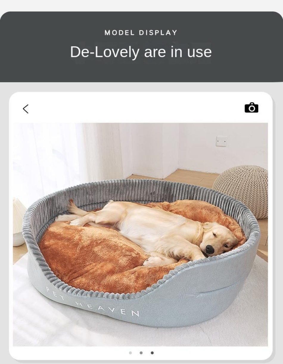 Niche pour chien, accessoire pour toutes saisons, lit pour chien, grand gabarit, poils dorés, amovible et lavable, tapis pour animaux de compagnie