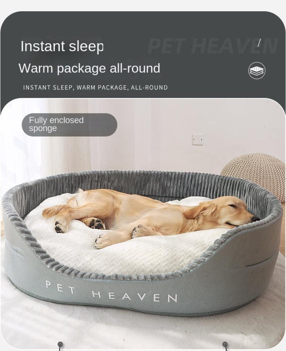 Niche pour chien, accessoire pour toutes saisons, lit pour chien, grand gabarit, poils dorés, amovible et lavable, tapis pour animaux de compagnie