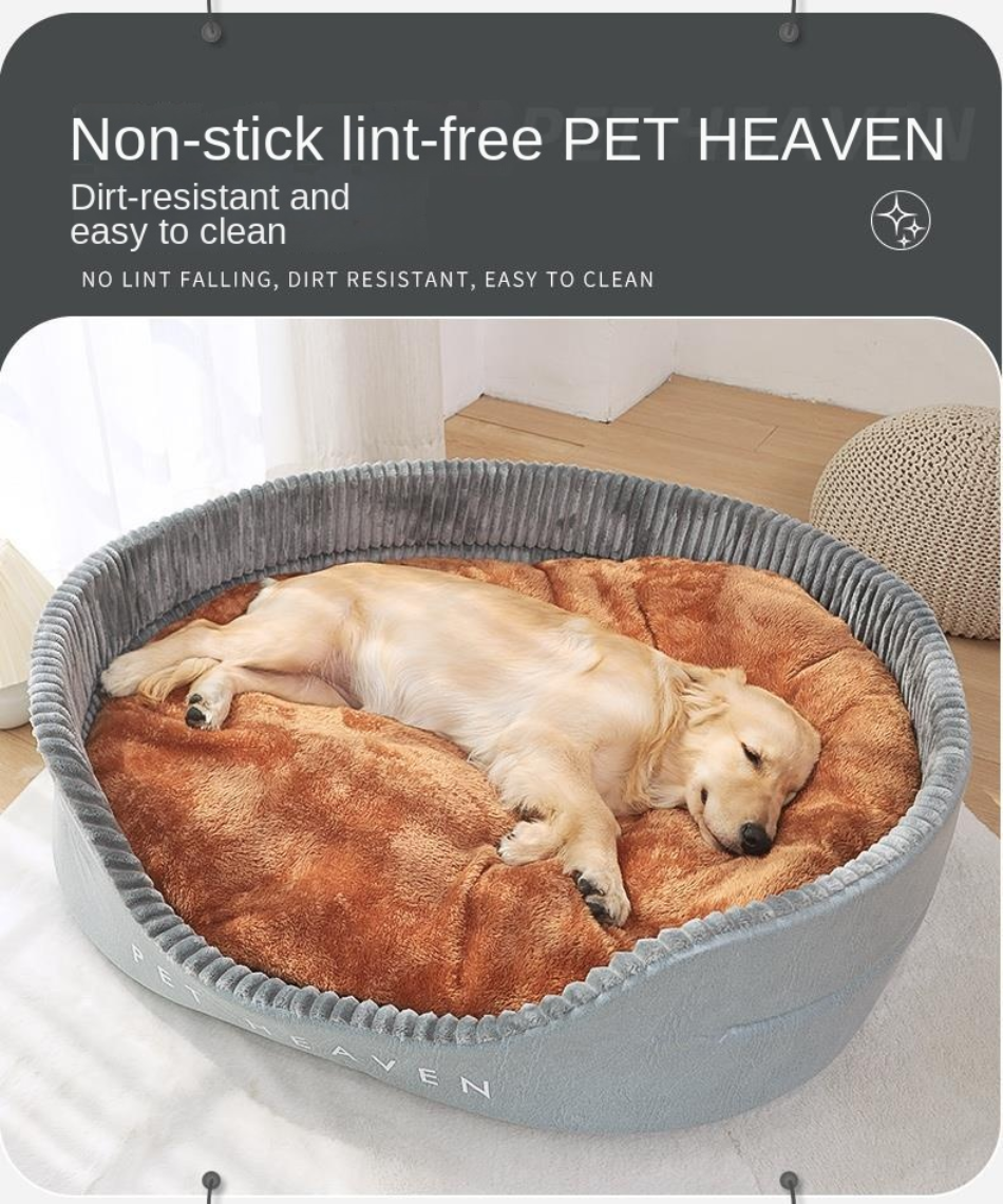 Niche pour chien, accessoire pour toutes saisons, lit pour chien, grand gabarit, poils dorés, amovible et lavable, tapis pour animaux de compagnie