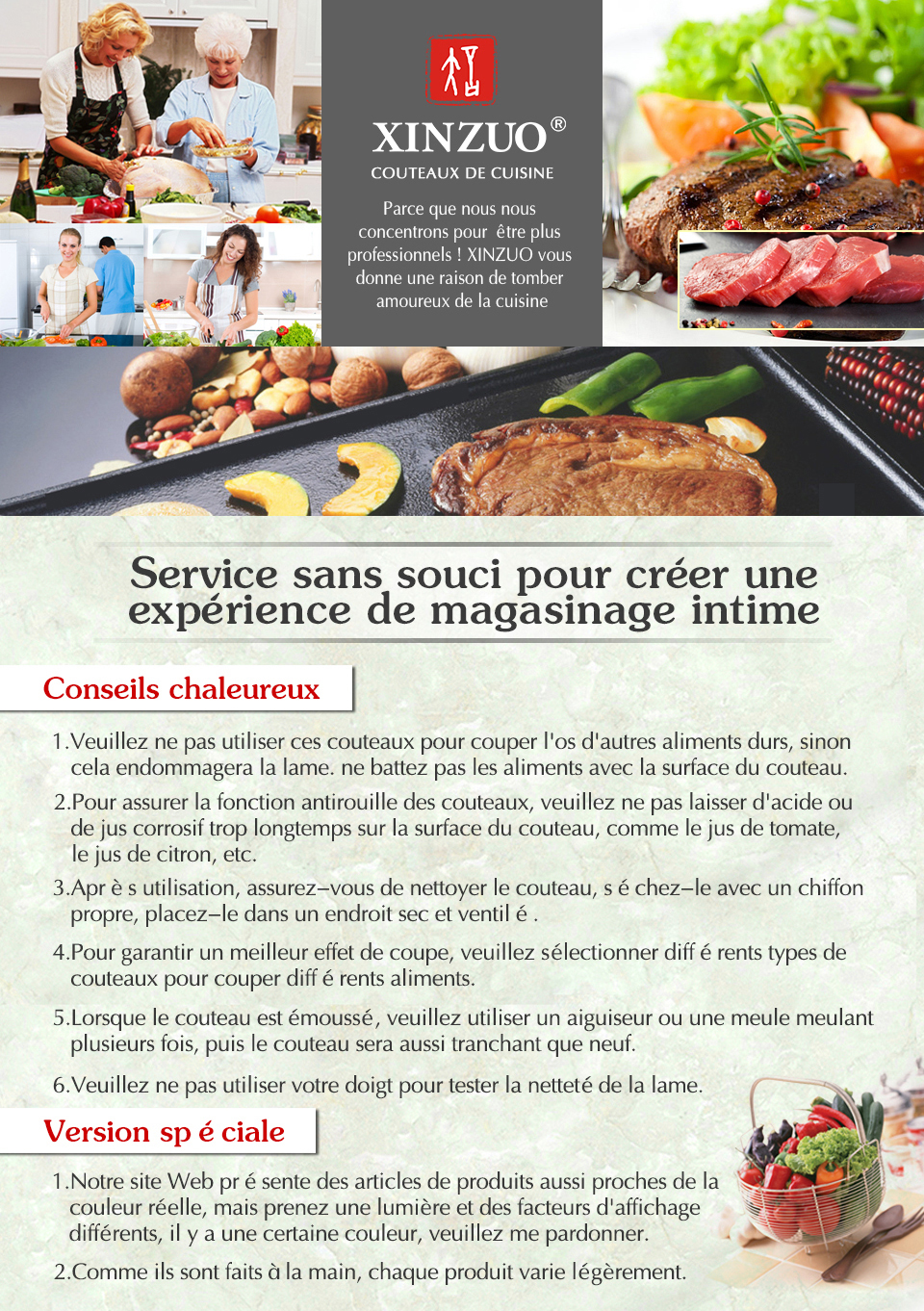 XINZUO – Couteaux de Cuisine Japonais, Forgé et Damassé, en Acier Inoxydable, de Chef ou Santoku, Manche en Bois de Rose, Ensemble, 1 ou 3 Pièces