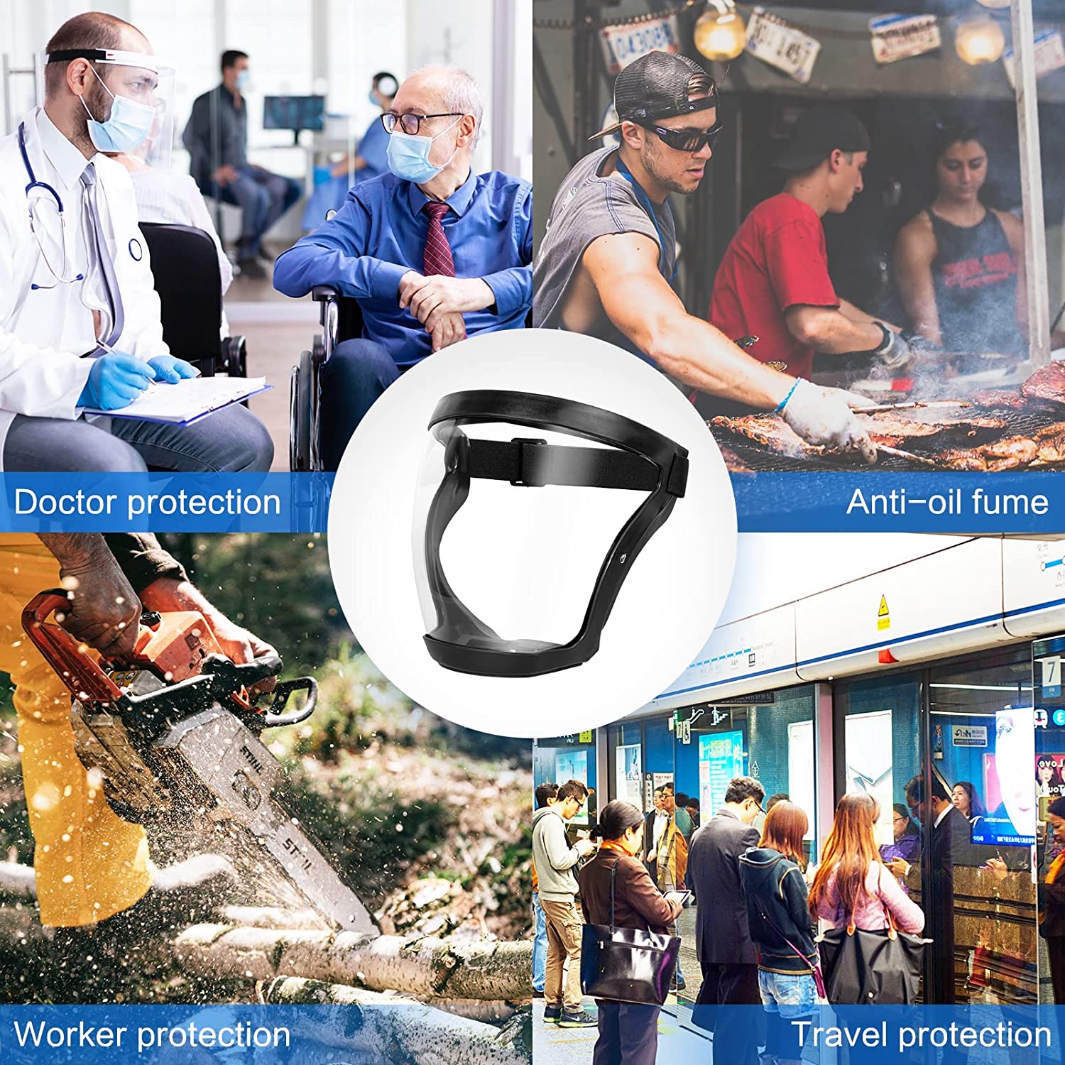 Masque de Protection facial complet, outils de cuisine, coupe-vent, Anti-poussière, lunettes de sécurité anti-éclaboussures, masque facial Transparent avec filtres