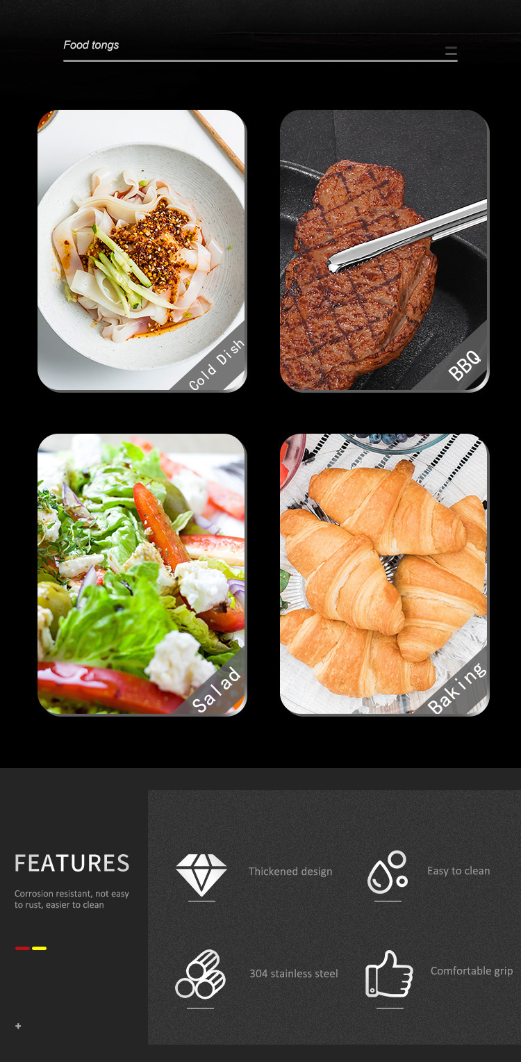 Pince à griller en acier inoxydable, pince à salade de cuisine, pince à aliments pour Barbecue, pince à griller