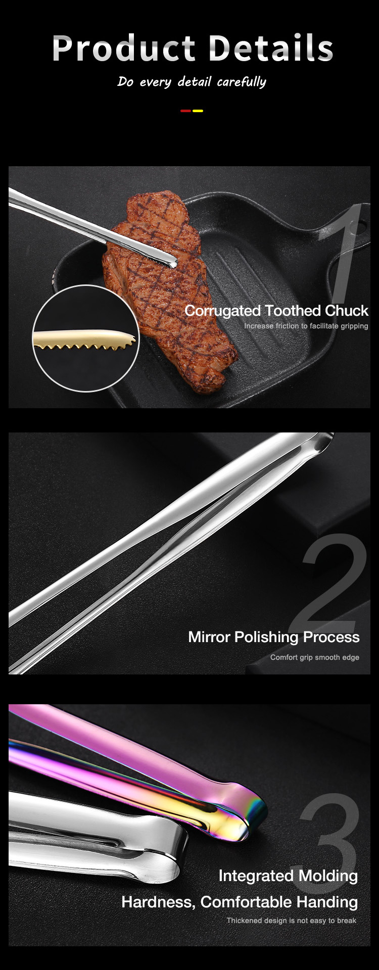 Pince à griller en acier inoxydable, pince à salade de cuisine, pince à aliments pour Barbecue, pince à griller
