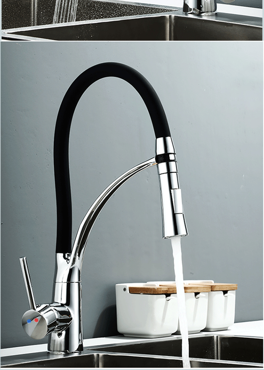 DQOK – robinet de Purification d'eau filtrée, robinet de cuisine à double poignée, robinet d'évier de cuisine