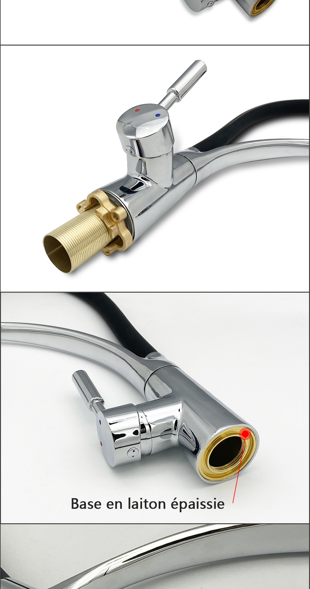 DQOK – robinet de Purification d'eau filtrée, robinet de cuisine à double poignée, robinet d'évier de cuisine