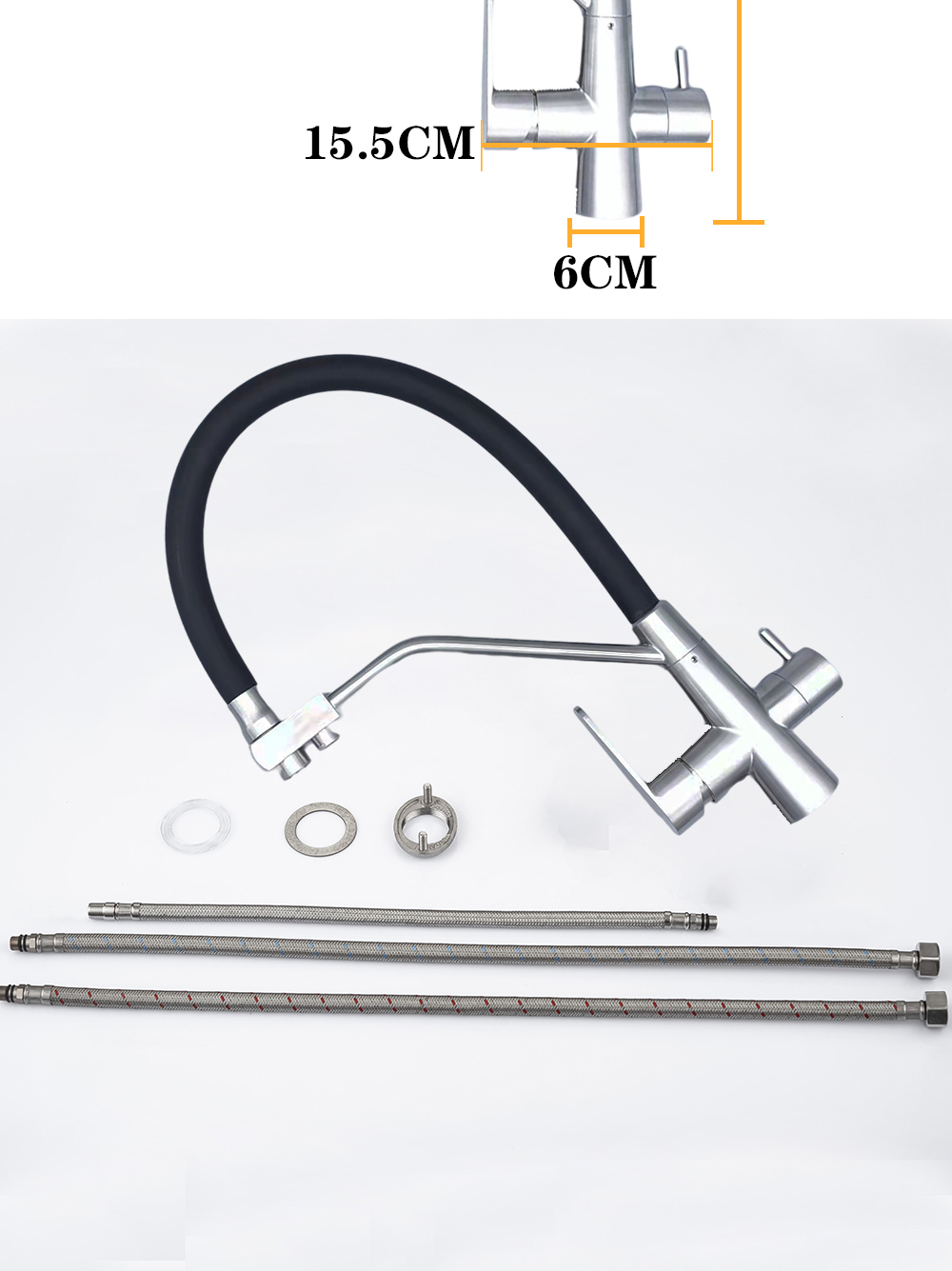 DQOK – robinet de Purification d'eau filtrée, robinet de cuisine à double poignée, robinet d'évier de cuisine