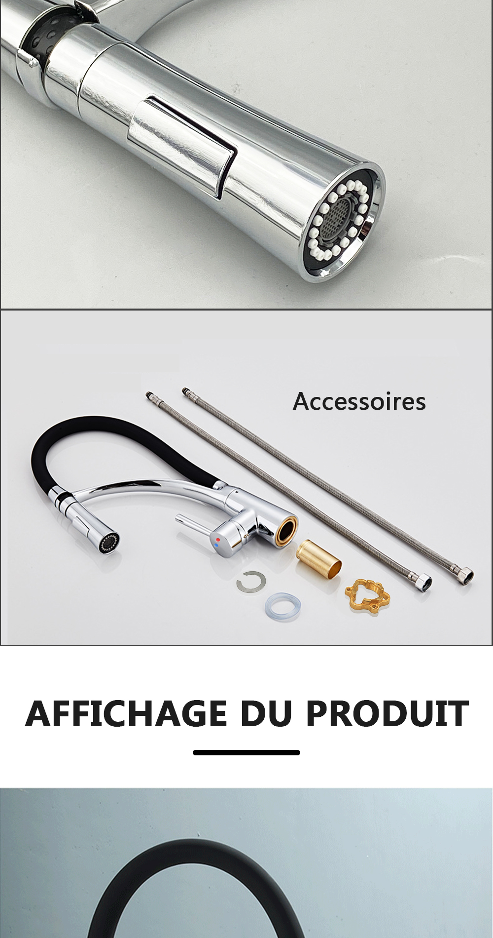 DQOK – robinet de Purification d'eau filtrée, robinet de cuisine à double poignée, robinet d'évier de cuisine