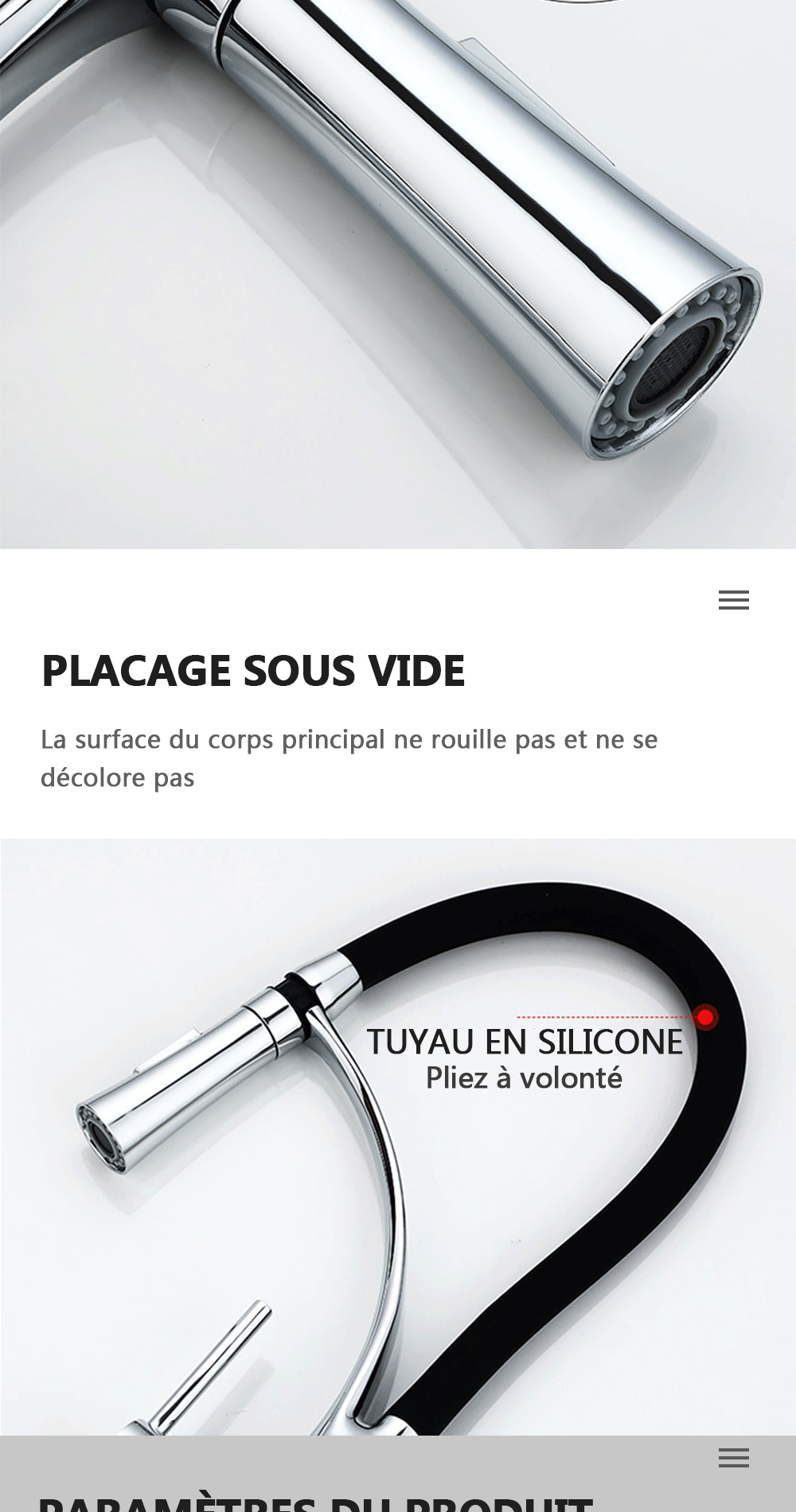 DQOK – robinet de Purification d'eau filtrée, robinet de cuisine à double poignée, robinet d'évier de cuisine