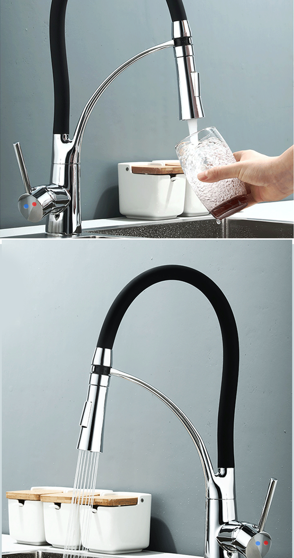 DQOK – robinet de Purification d'eau filtrée, robinet de cuisine à double poignée, robinet d'évier de cuisine