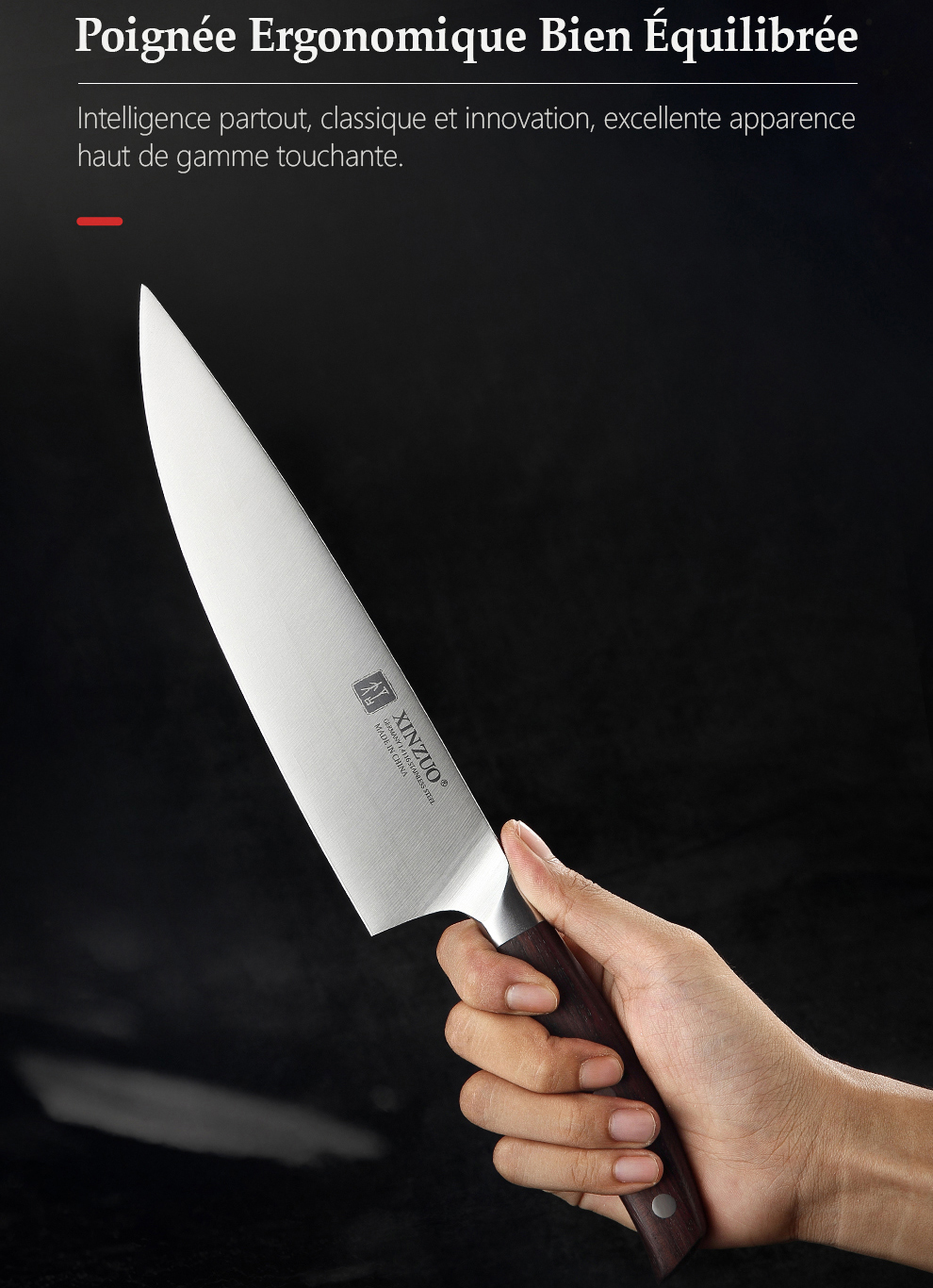 XINZUO couteau de Chef utilitaire de haute qualité 3.5 + 5 + 8 + 8 + 8 "Paring Cleaver allemagne 1.4116 acier inoxydable 1 pièce 5 pièces ensembles de couteaux de cuisine