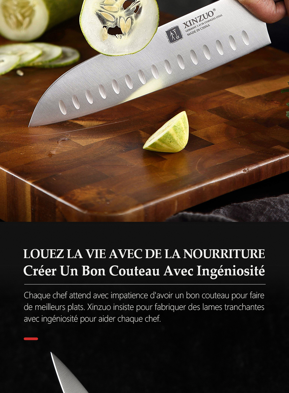 XINZUO couteau de Chef utilitaire de haute qualité 3.5 + 5 + 8 + 8 + 8 "Paring Cleaver allemagne 1.4116 acier inoxydable 1 pièce 5 pièces ensembles de couteaux de cuisine