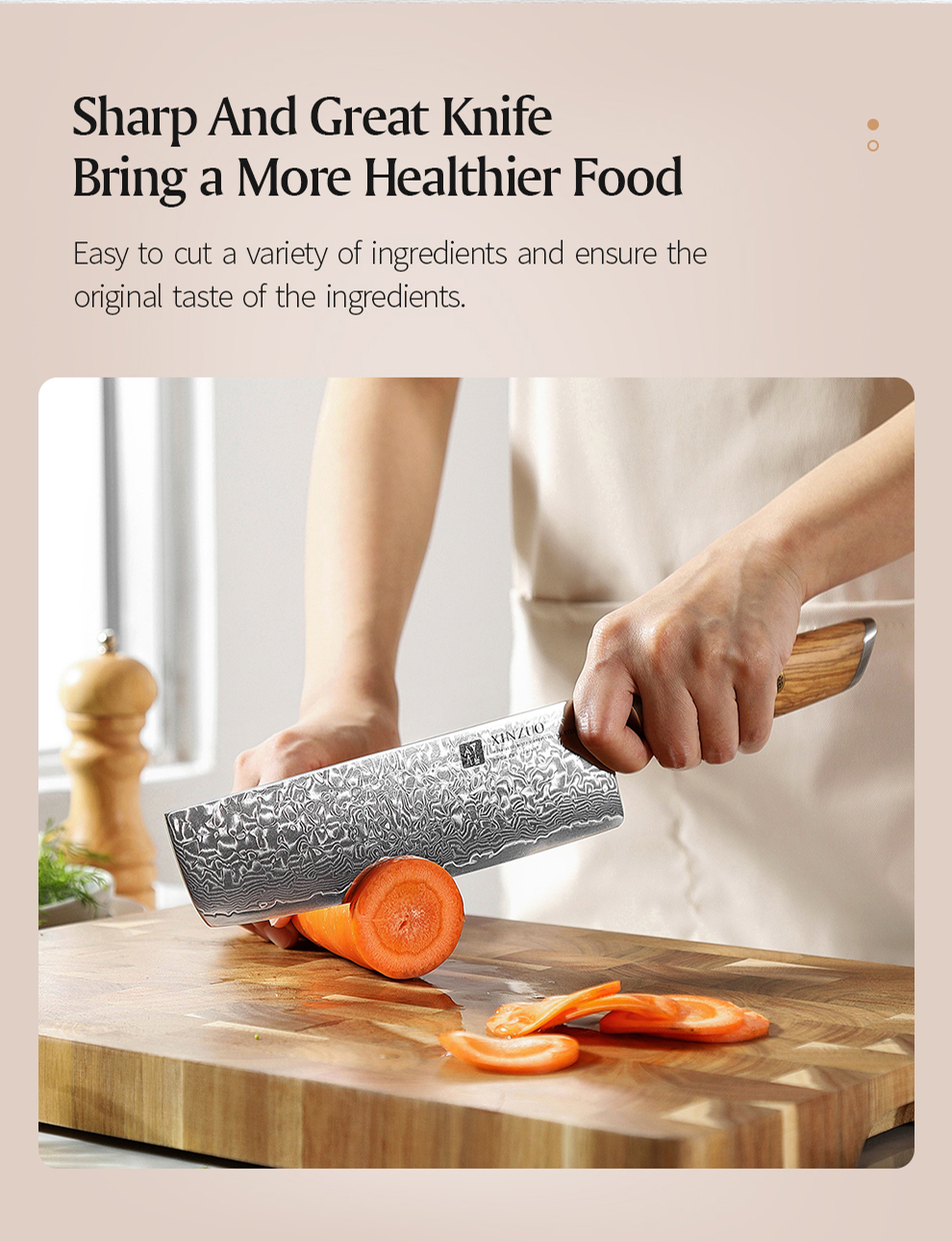 XINZUO couteau à manche en bois Nakiri