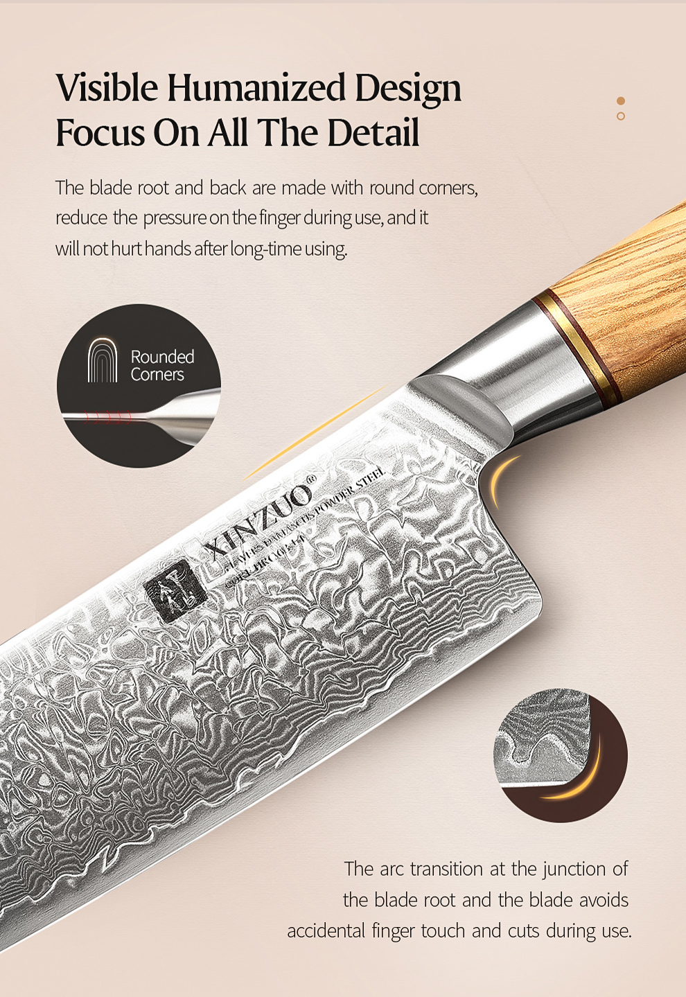 XINZUO couteau à manche en bois Nakiri