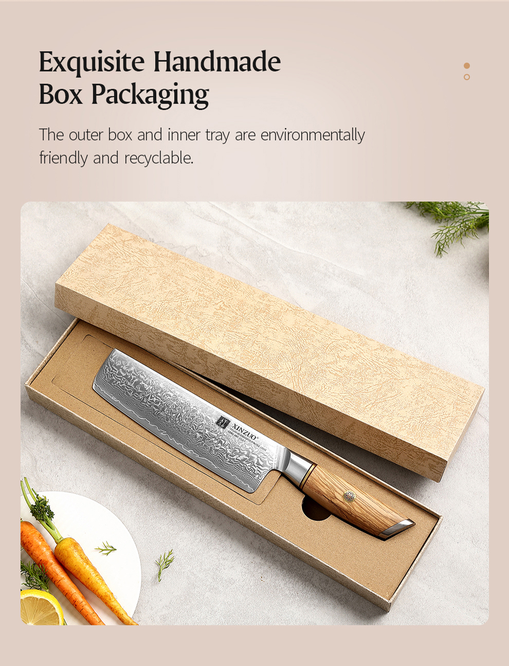 XINZUO couteau à manche en bois Nakiri