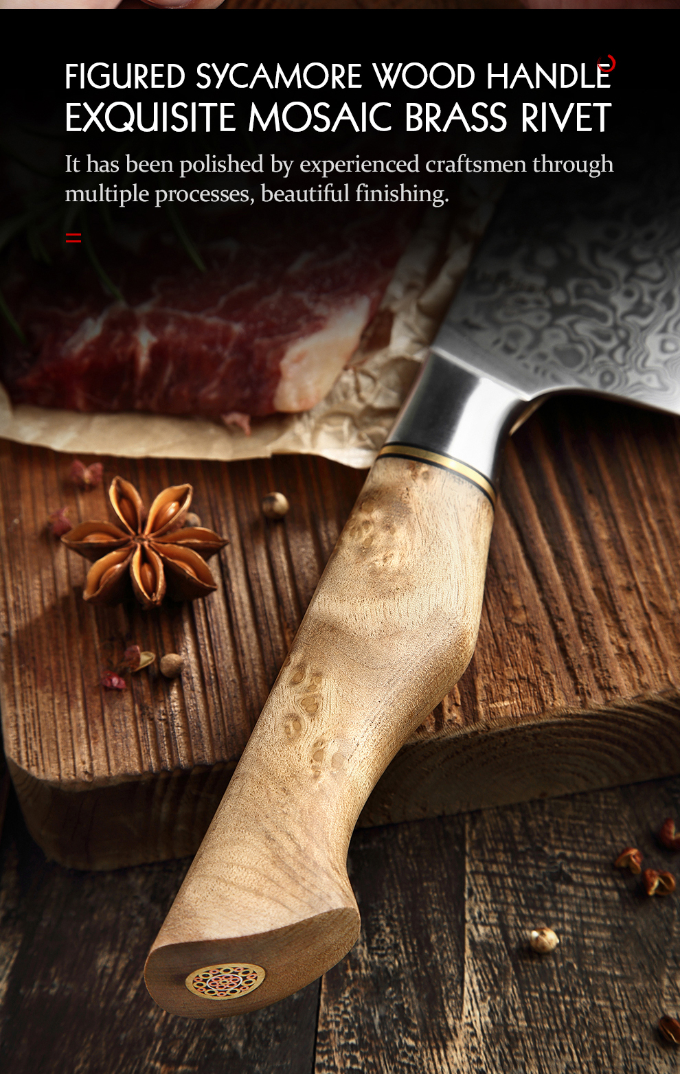 HEZHEN – ensemble de couteaux de Chef en acier