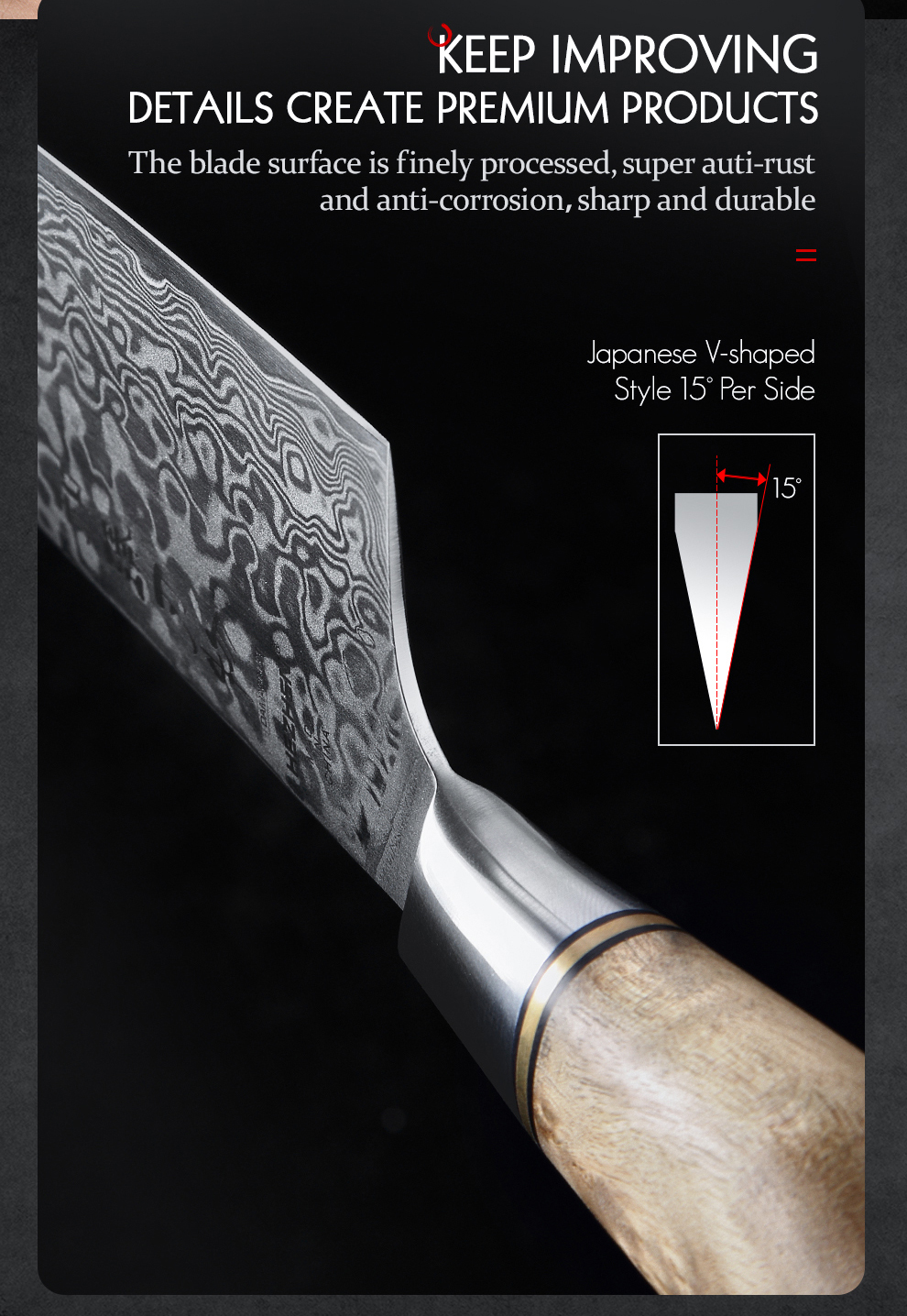 HEZHEN – ensemble de couteaux de Chef en acier