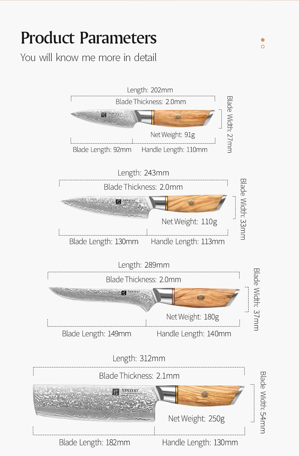 XINZUO ensemble de couteaux