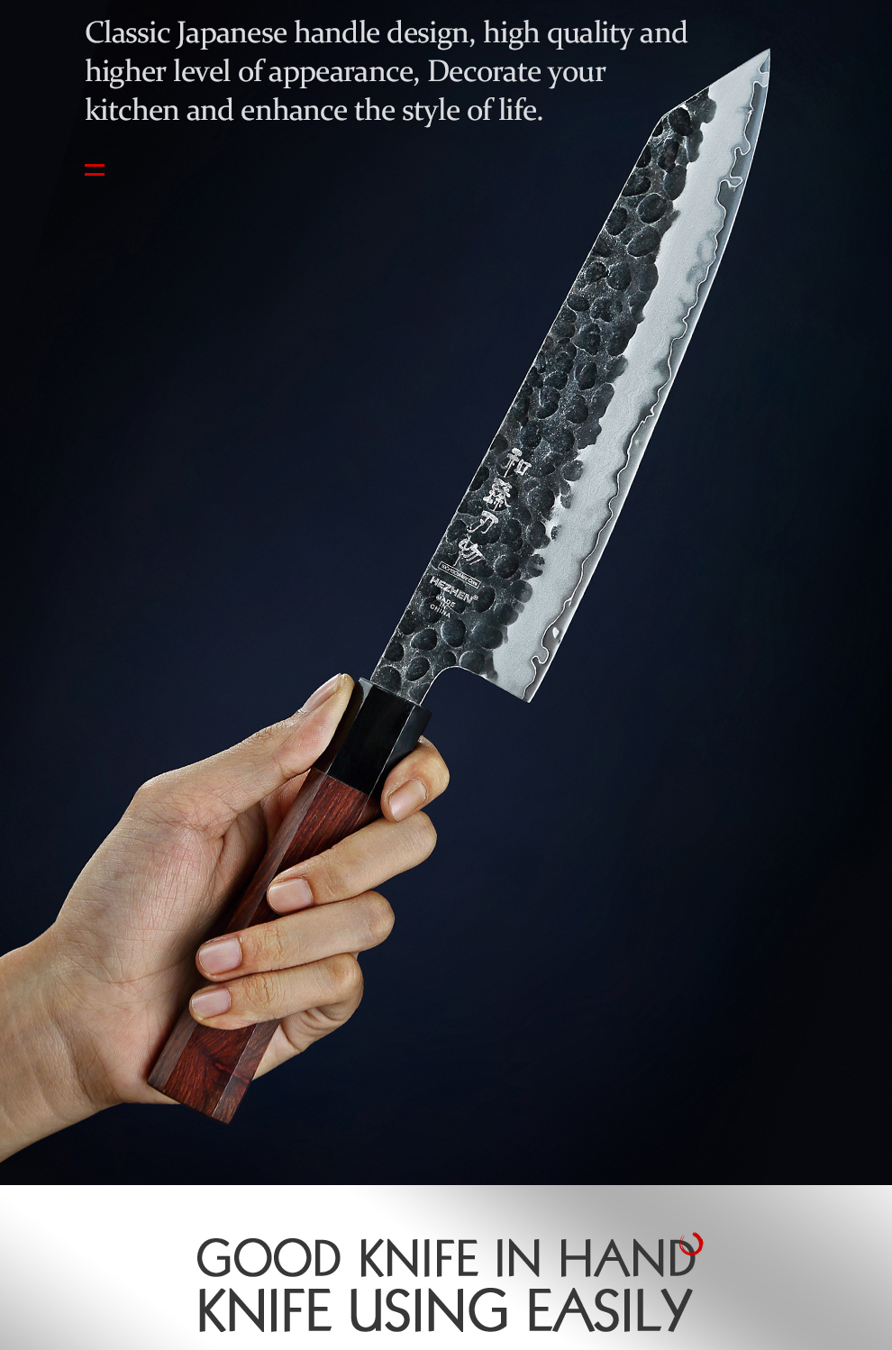 HEZHEN – couteau de Chef 3 couches,