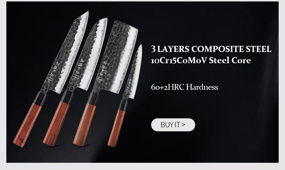 HEZHEN – couteau de Chef 3 couches,