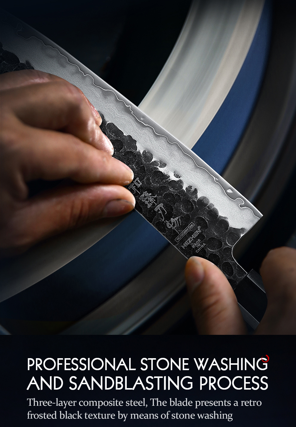 HEZHEN – couteau de Chef 3 couches,