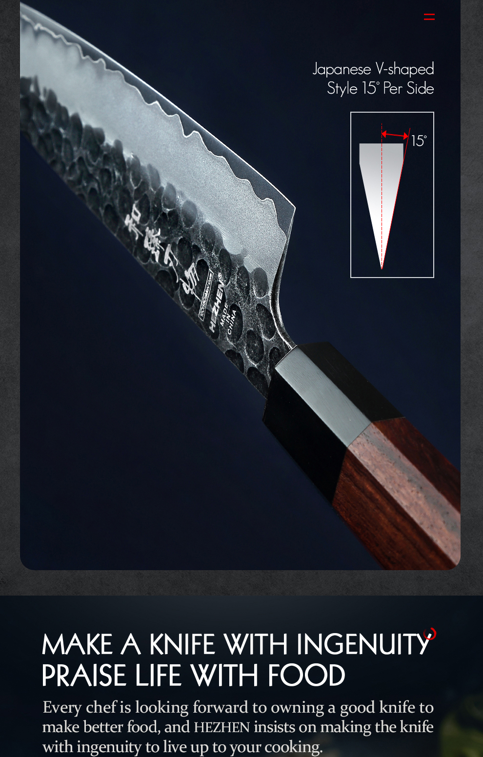 HEZHEN – couteau de Chef 3 couches,