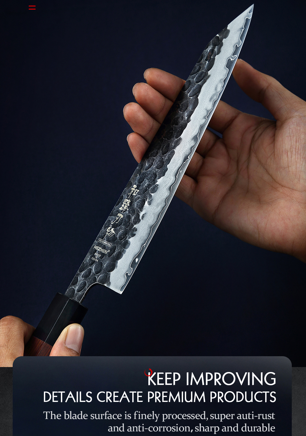 HEZHEN – couteau de Chef 3 couches,