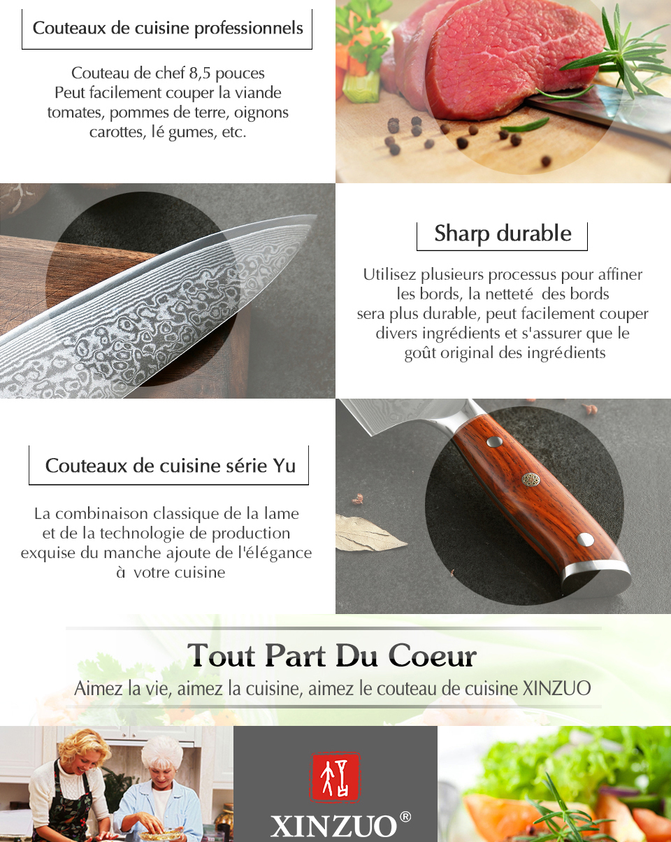 XINZUO couteaux de Chef chinois 8.5