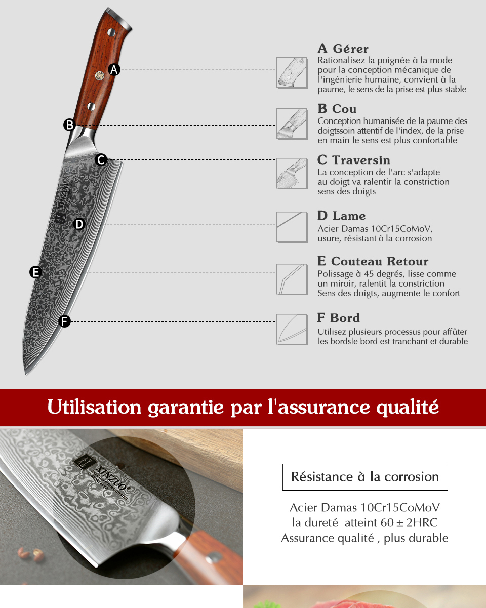 XINZUO couteaux de Chef chinois 8.5