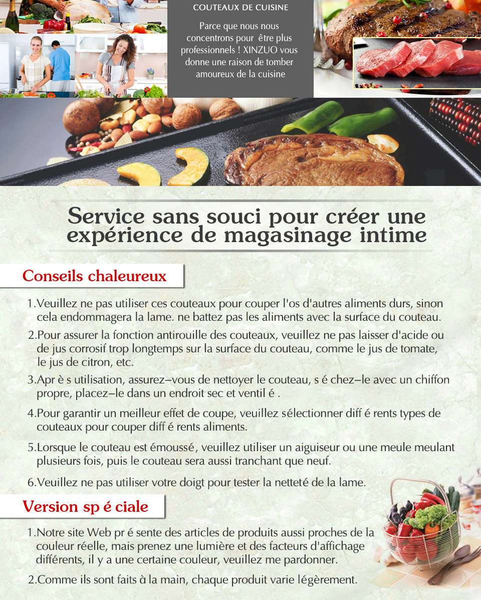 XINZUO couteaux de Chef chinois 8.5