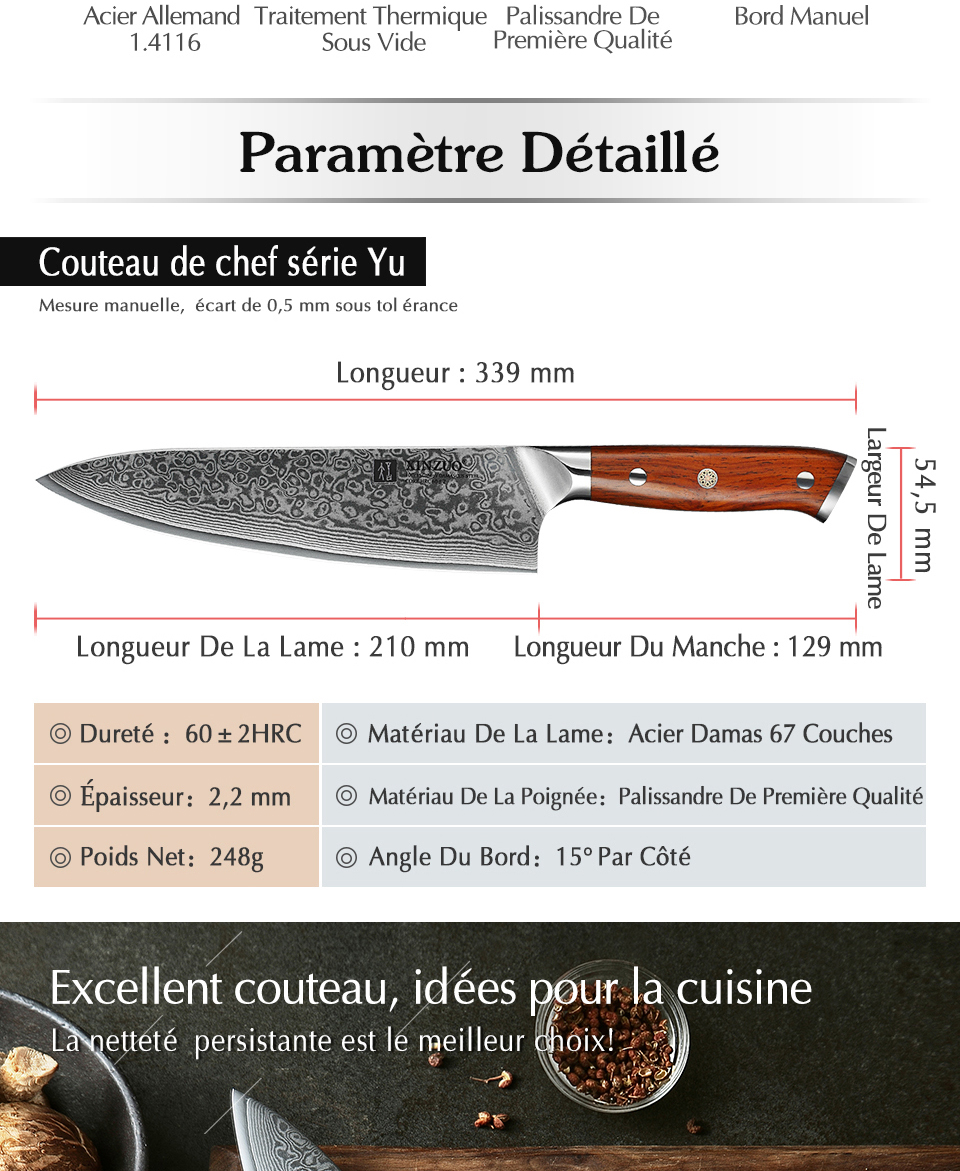XINZUO couteaux de Chef chinois 8.5