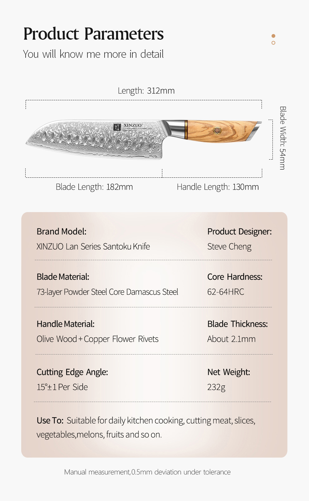 XINZUO couteau Santoku 7 ''pouces 73 couches couteaux à motif en acier véritable damas couteau à légumes professionnel à lame tranchante outil de cuisine