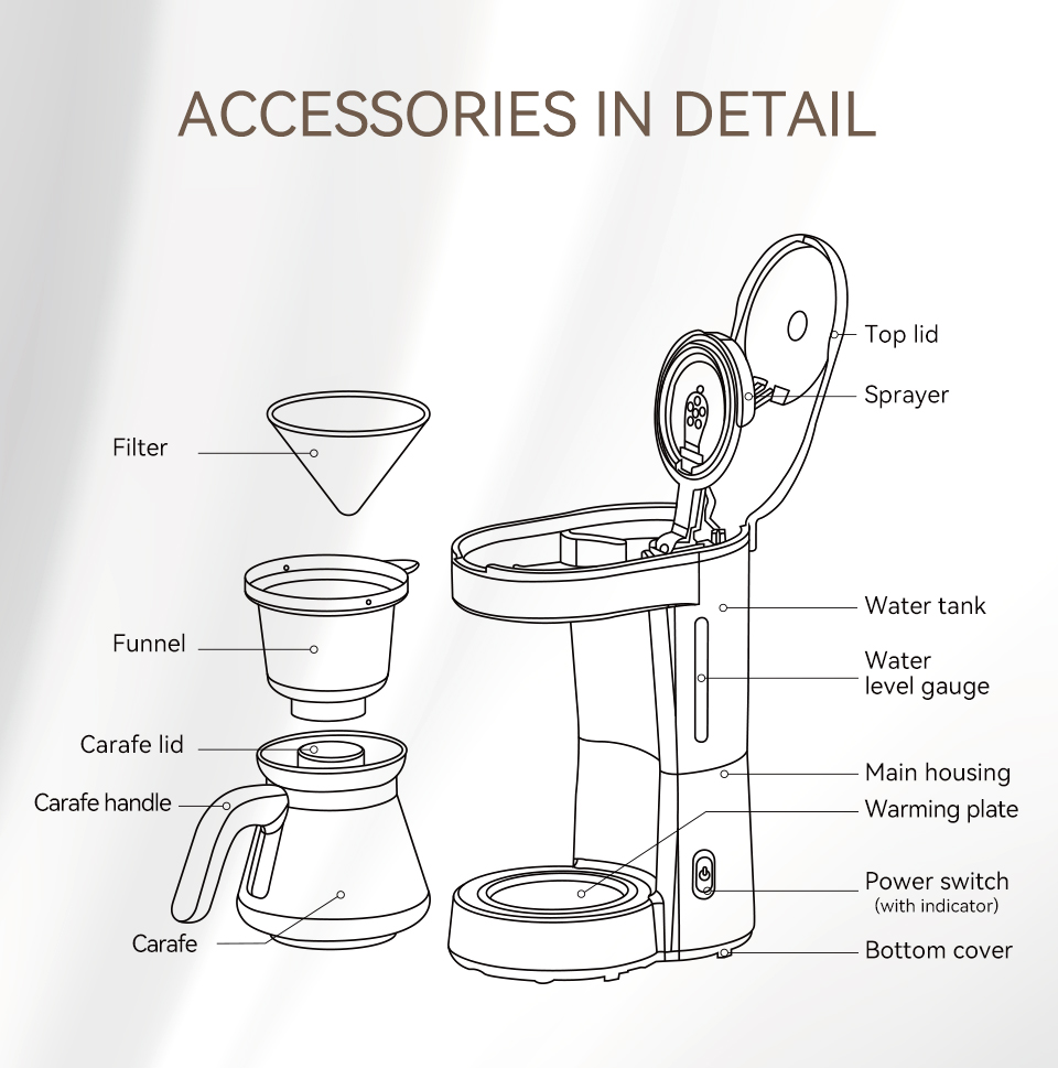 HiBREW – Machine à café 3 en 1 amérique, 750ML, H12, goutte-à-goutte, Pour verser sur la théière en verre