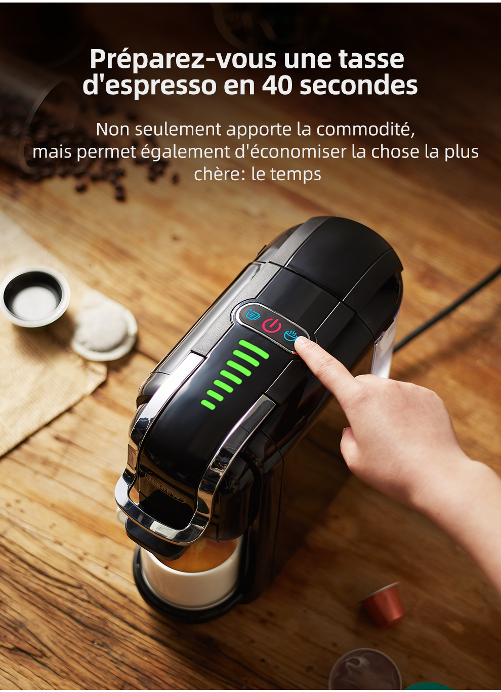 HiBREW – Machine à café à capsules multiples, café chaud/froid Dolce Gusto lait Nespresso Capsule ESE Pod café moulu 19Bar 5 en 1