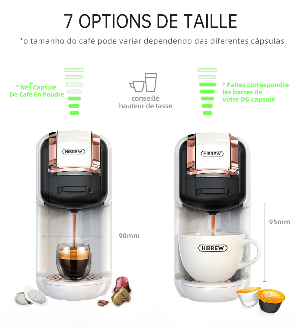 HiBREW – Machine à café à capsules multiples, café chaud/froid Dolce Gusto lait Nespresso Capsule ESE Pod café moulu 19Bar 5 en 1