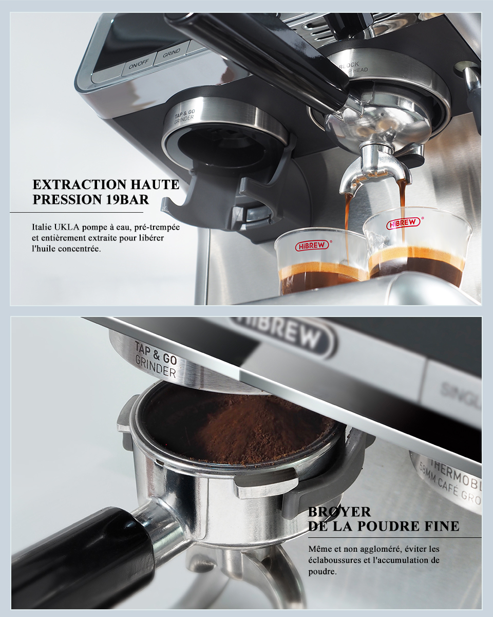 HiBREW – Barista Pro 19bar à expresso, Machine à café de niveau Commercial avec Kit complet pour café hôtel Restaurant H7