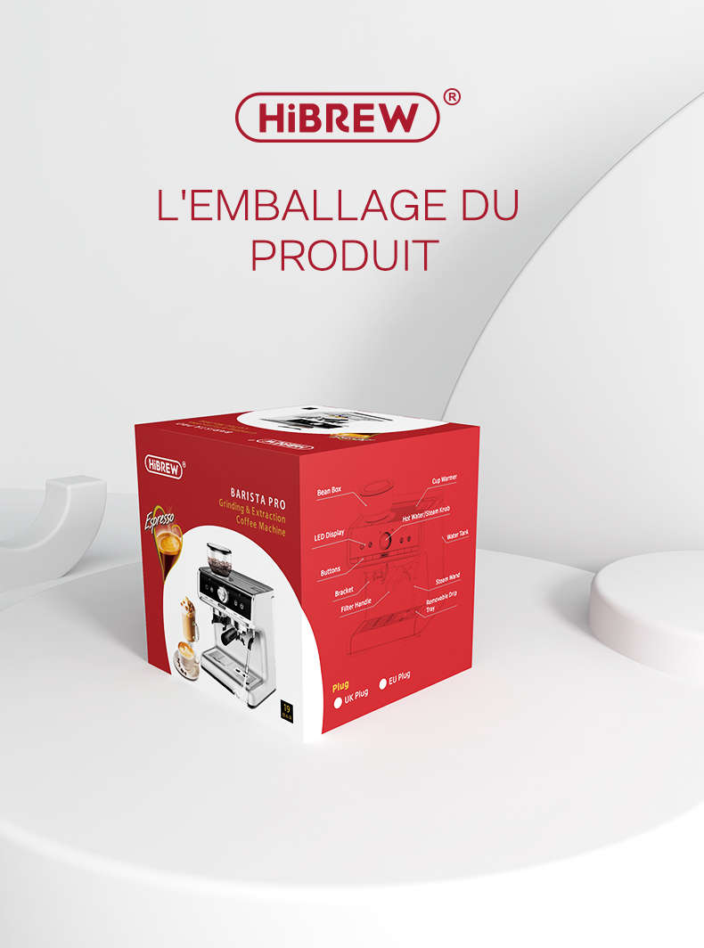 HiBREW – Barista Pro 19bar à expresso, Machine à café de niveau Commercial avec Kit complet pour café hôtel Restaurant H7