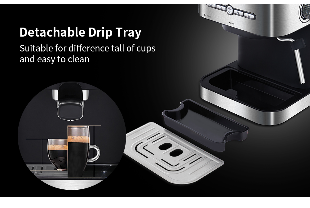 BioloMix – Machine à café expresso Semi-automatique, 1050W, 20 bars, avec mousseur à lait, eau chaude et vapeur