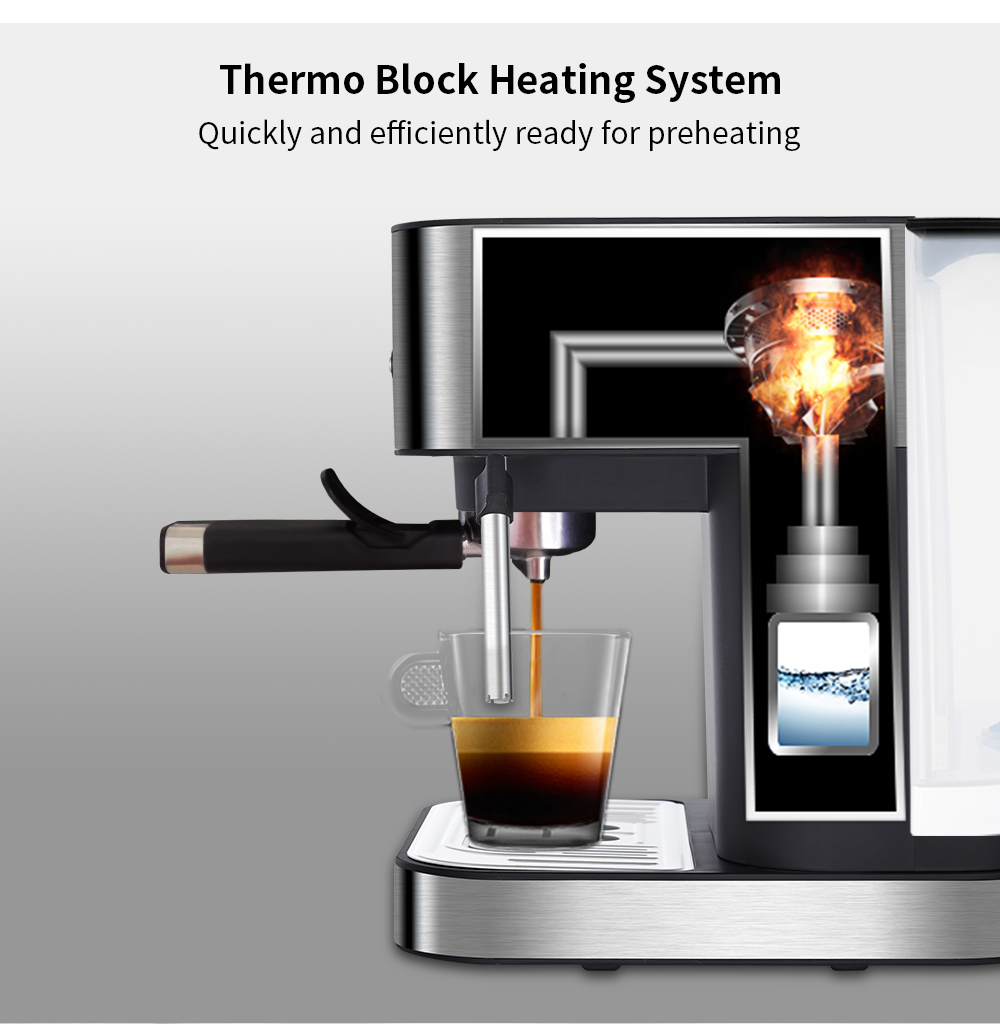 BioloMix – Machine à café expresso Semi-automatique, 1050W, 20 bars, avec mousseur à lait, eau chaude et vapeur